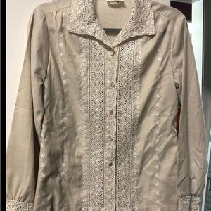 Vintage Irish Button Up Blouse by Lee Mar Size 12 Women